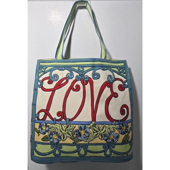 Brighton A Winter’s Love Tote Canvas Hand Sketched T Clancy Large NWOT - Picture 1 of 12